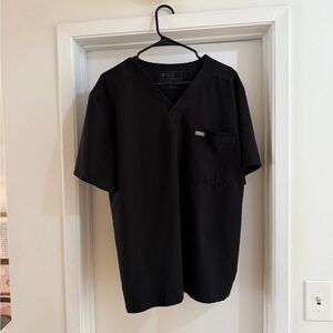 Figs Men's Short Sleeve Black V-Neck Tee